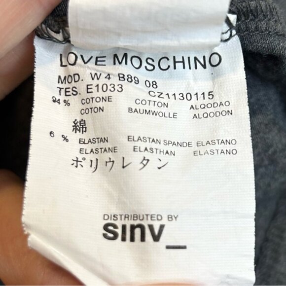Love Moschino Crystal Design Short Sleeve Tee Shirt Grey - Picture 5 of 6